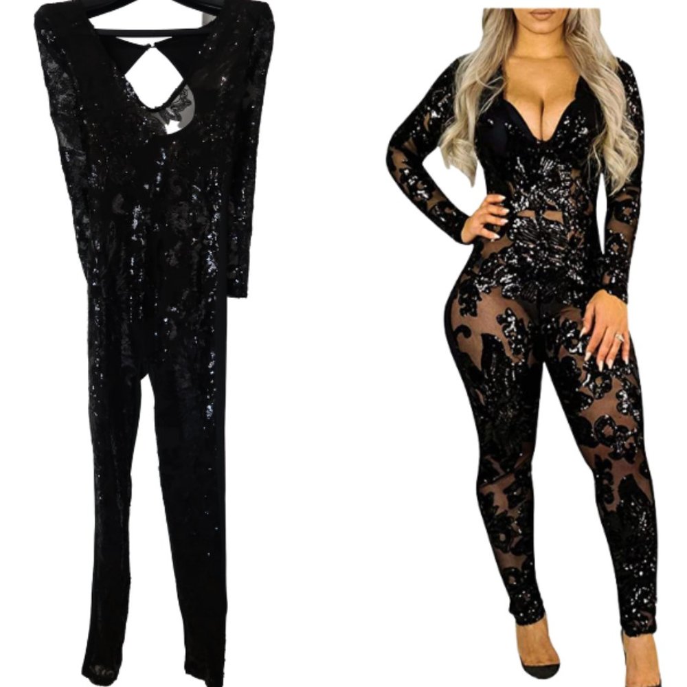 2 Piece Outfits Glitter Sequins Pullover Top + Bodycon Pants Metallic Shi